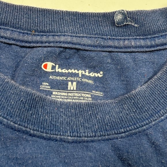 Champion T-Shirt Womens Medium Blue Short Sleeve Crewneck Tee Cotton - Picture 3 of 4